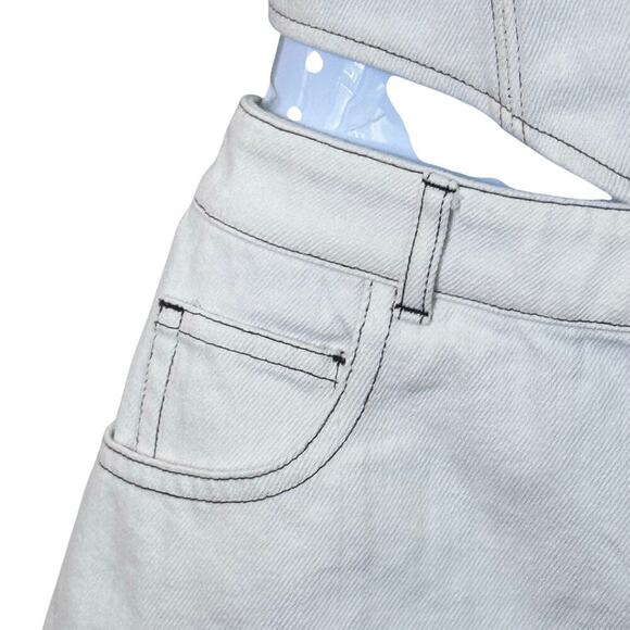 WHITE FOX Power Hour Denim Mini Skirt /  Secret Identity Bustier Top Off-White M - Picture 5 of 16